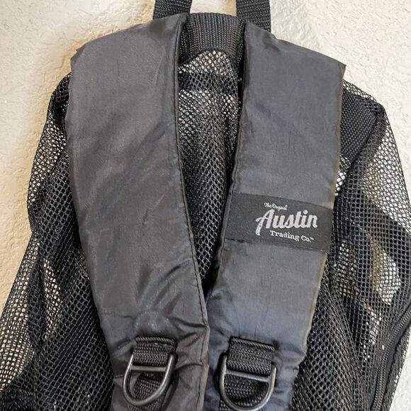 Austin Black Mesh Backpack Sport School Bag Standard Size Pockets - Picture 5 of 9